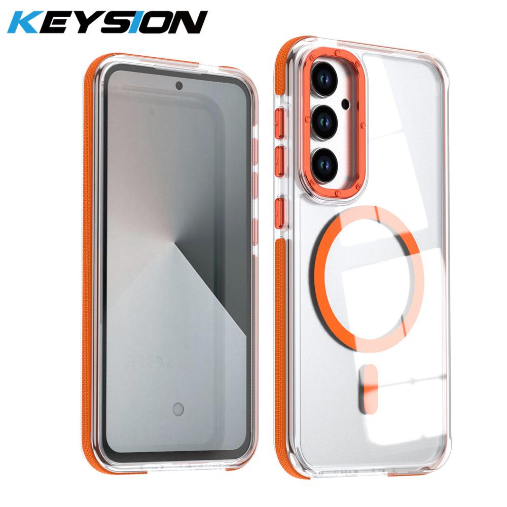 

KEYSION HD Transparent Magnetic Case for MagSafe for Samsung A55 5G A35 A25 A15 Clear Shockproof Phone Cover for Galaxy A05S for Samsung A55 5G оранжевый