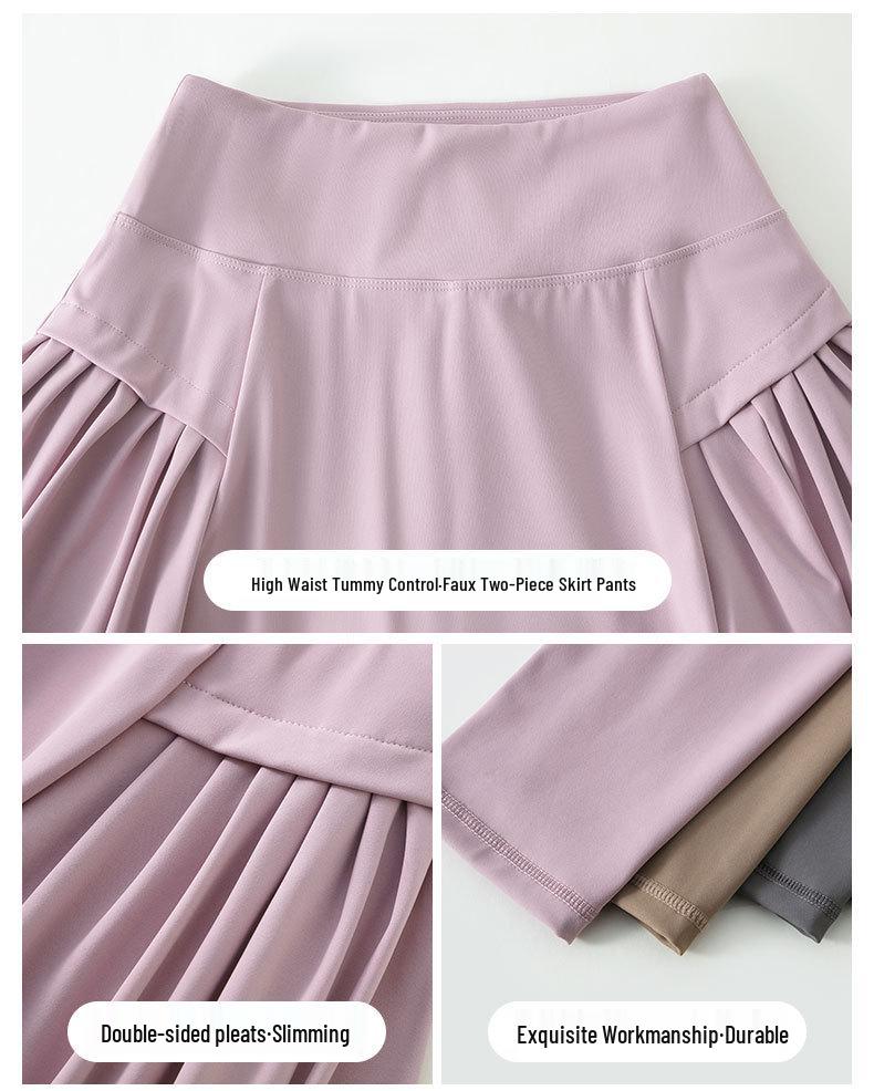 Women's Autumn/Winter 2025 Casual Tennis & Badminton Set with Long Sleeve Top, Yoga Skirt, and Pants.