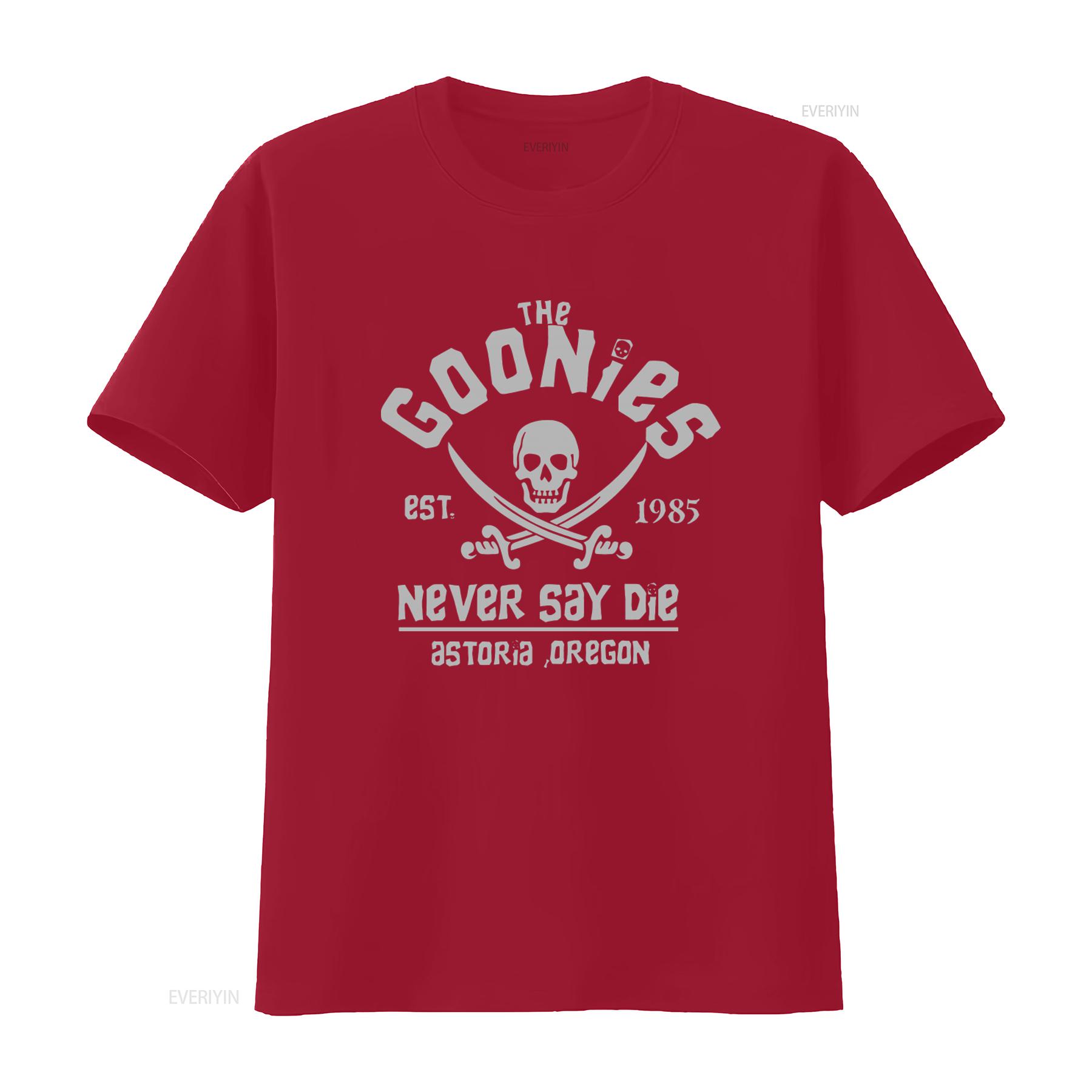 The Goonies Never Say Die Skull Retro Movie T Shirt Black Adventure Cult  vintage Washed Stylish designer clothes graphic S