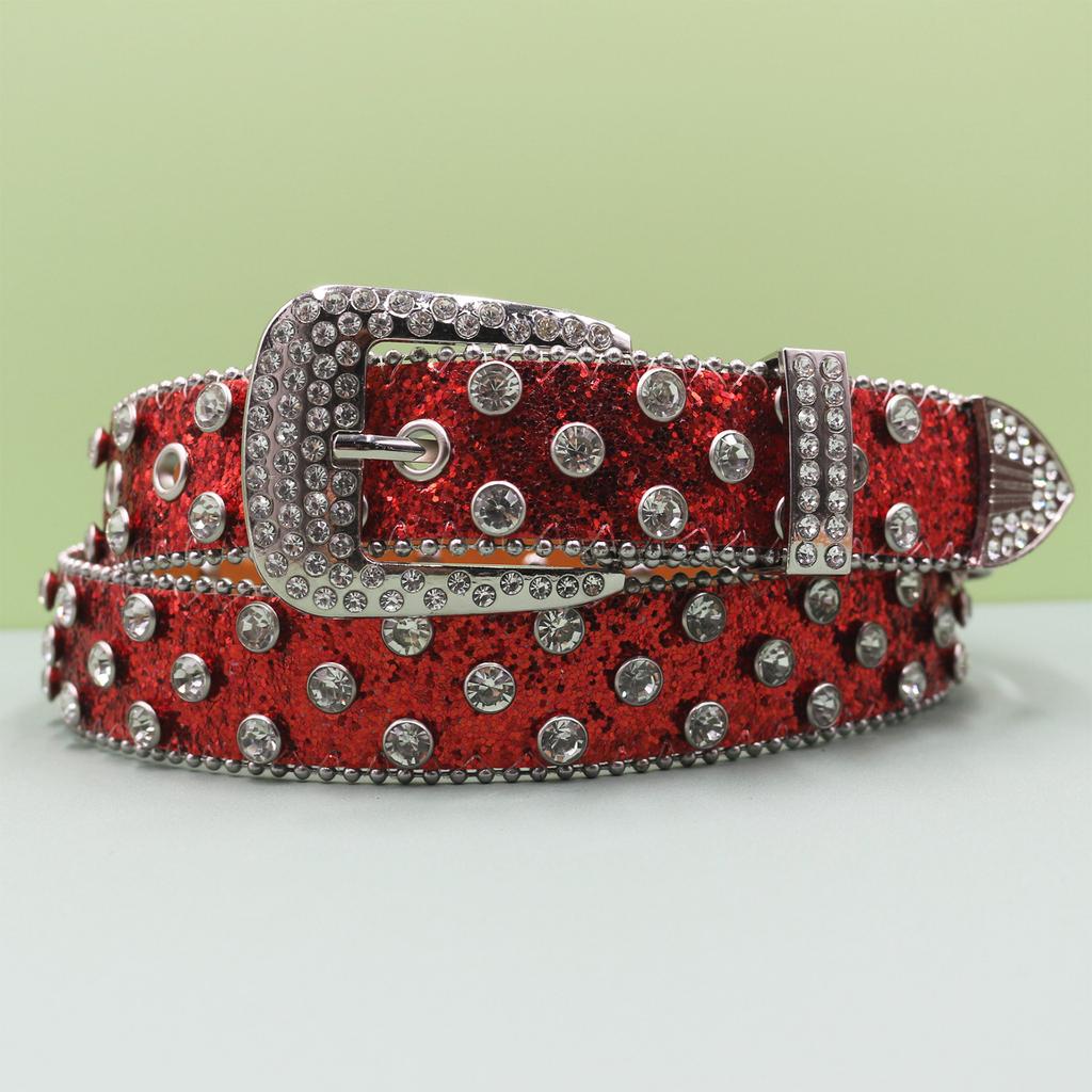 European and American Style Punk Belt Inlaid with Rhinestone Sequins Hot Girl Style Rock Fashion Belt Men's and Women's Belt