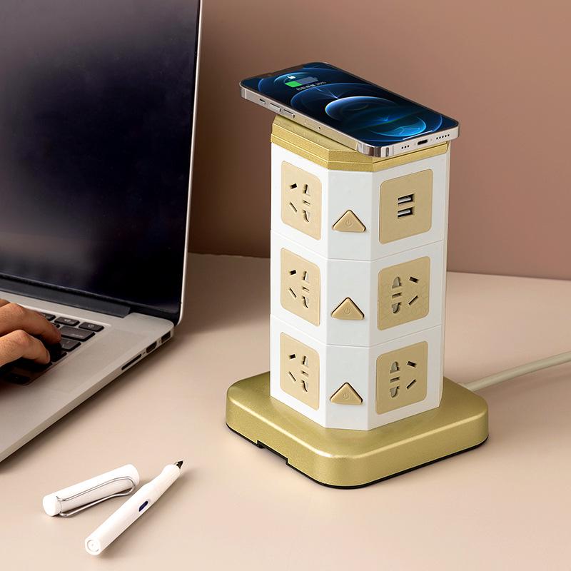 Vertical Wireless Multi-Function USB Charging Socket with Creative Design