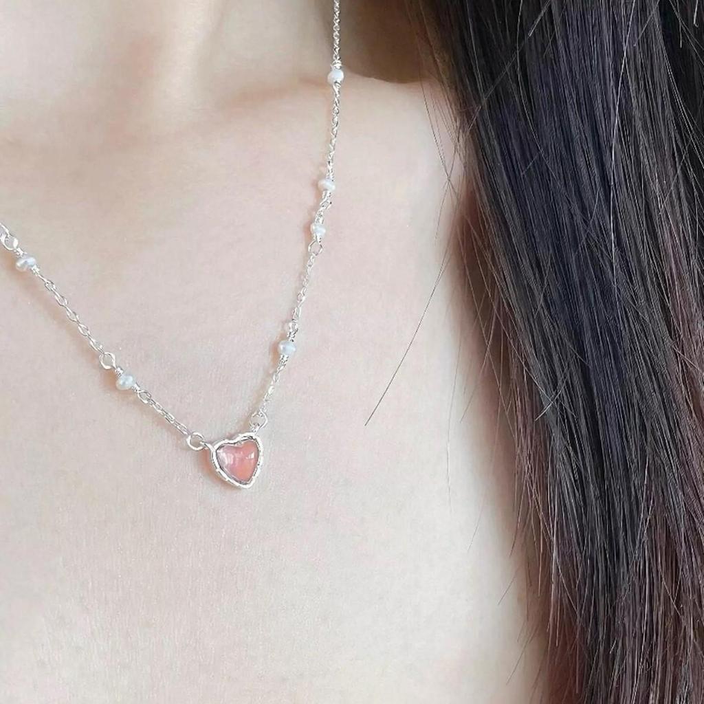 Zhongying Jewelry Peach Heart Love Necklace In Pearl Clavicle Chain Women's Niche Design