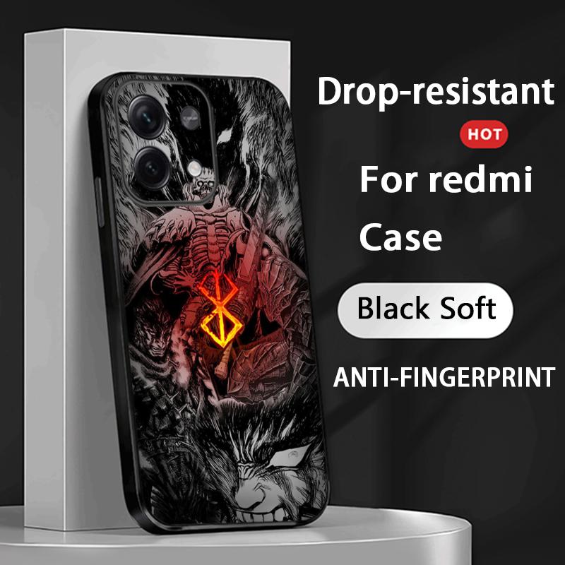 

Berserk Comics guts cool man design Phone Case For Xiaomi Redmi Note 14 13 12 11 Pro Plus S 5G 14C A3 Soft Black Phone Cover Redmi Note 10 Pro