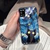 Case for realme C17 7i Anime Black Cat Starry Cloud Print Phone Cover Acrylic Hard Back Shell With Flexible TPU Edge