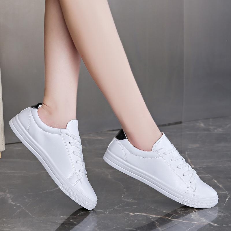 Fashion Desginer Women Sneakers Breathable Students Casual Sports Shoes Girl Flat Leather Pu White Shoes Woman Vulcanize Shoes
