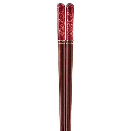 J-kitchens Chopstick Set, 5 Pairs, Acrylic Resin & Natural Wood, Dinner Standard, Akuria Kiriko Mats