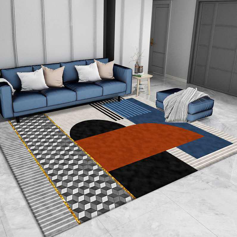 Nordischer Geometrischer Minimalistischer Leichter Luxusteppich: Schlafzimmer, Erkerfenster, Nachttisch, Couchtisch, Sofa, Fleckenabweisend