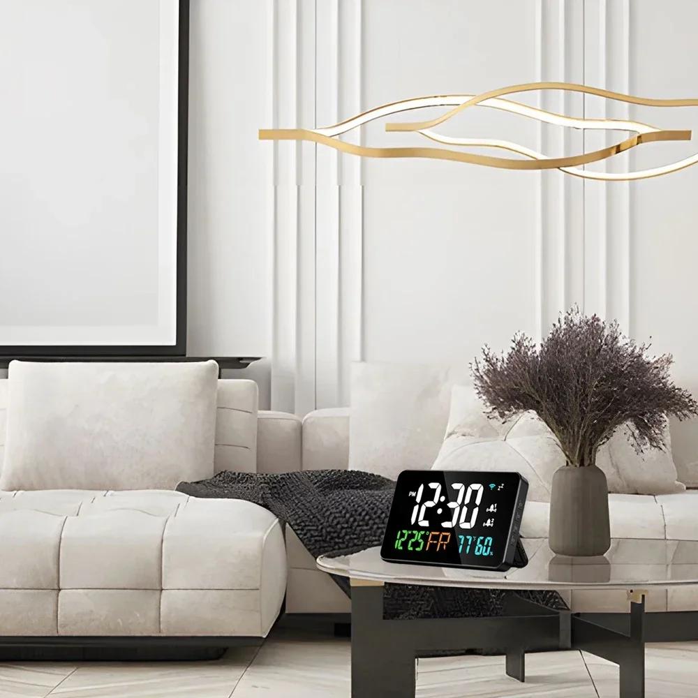 Tuya WiFi Desktop Clock Calendar Intelligent Thermometer Hygrometer with Digital LED Display Support WIFI Auto-Calibration Tools