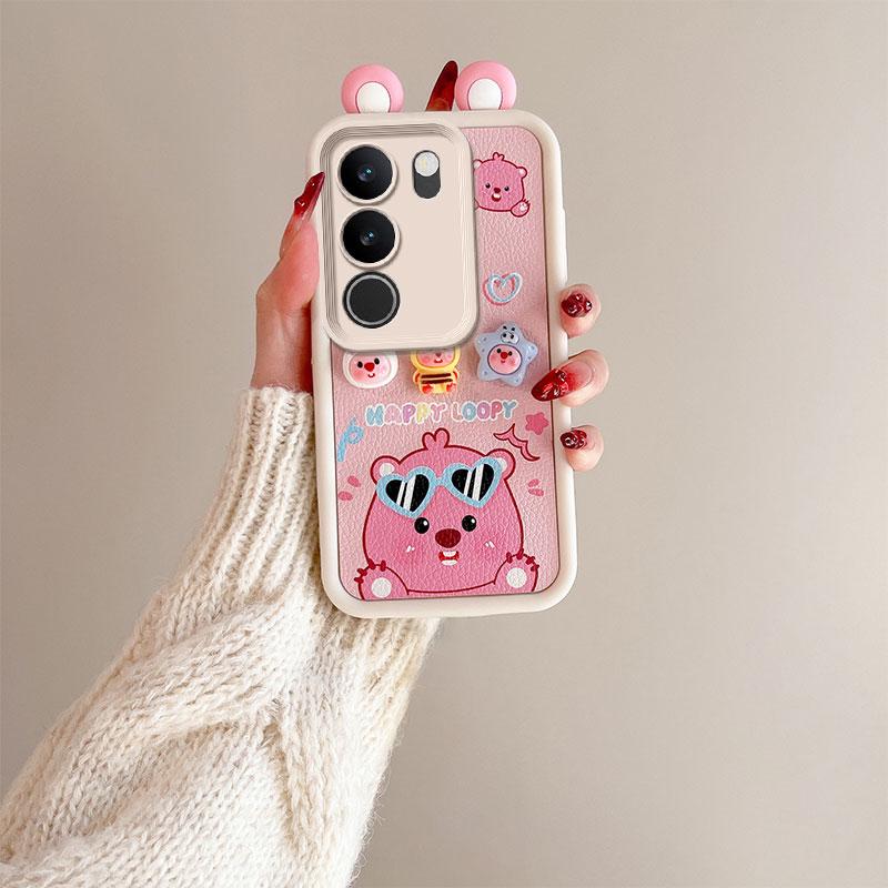 KEYSION Śliczne etui z motywem ucha 3D z kreskówkową grafiką do VIVO V29 5G z bransoletką Miękki silikonowy pokrowiec na telefon odporny na wstrząsy do VIVO V29 5G