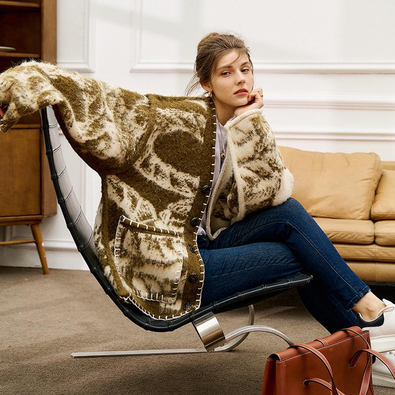 Australian Retro Totem Ethnic Style Knitted Cardigan - Autumn/Winter High-End Mid-Length Loose Coat