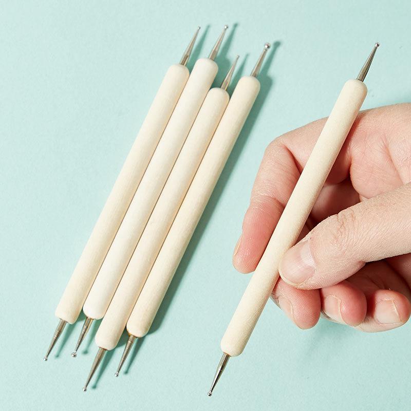 Dual-Ended Nail Art Dotting Pen & Wax Pencil Set - 5 Pieces