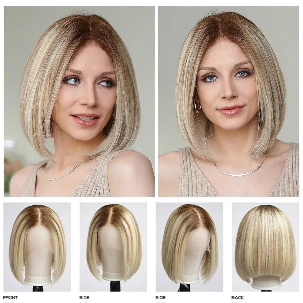 UTIDE 613 Bob Perücke Aus Echthaar – Blonde Kurzhaarperücke Mit 13x4 HD-Spitze, 30,5 Cm Länge