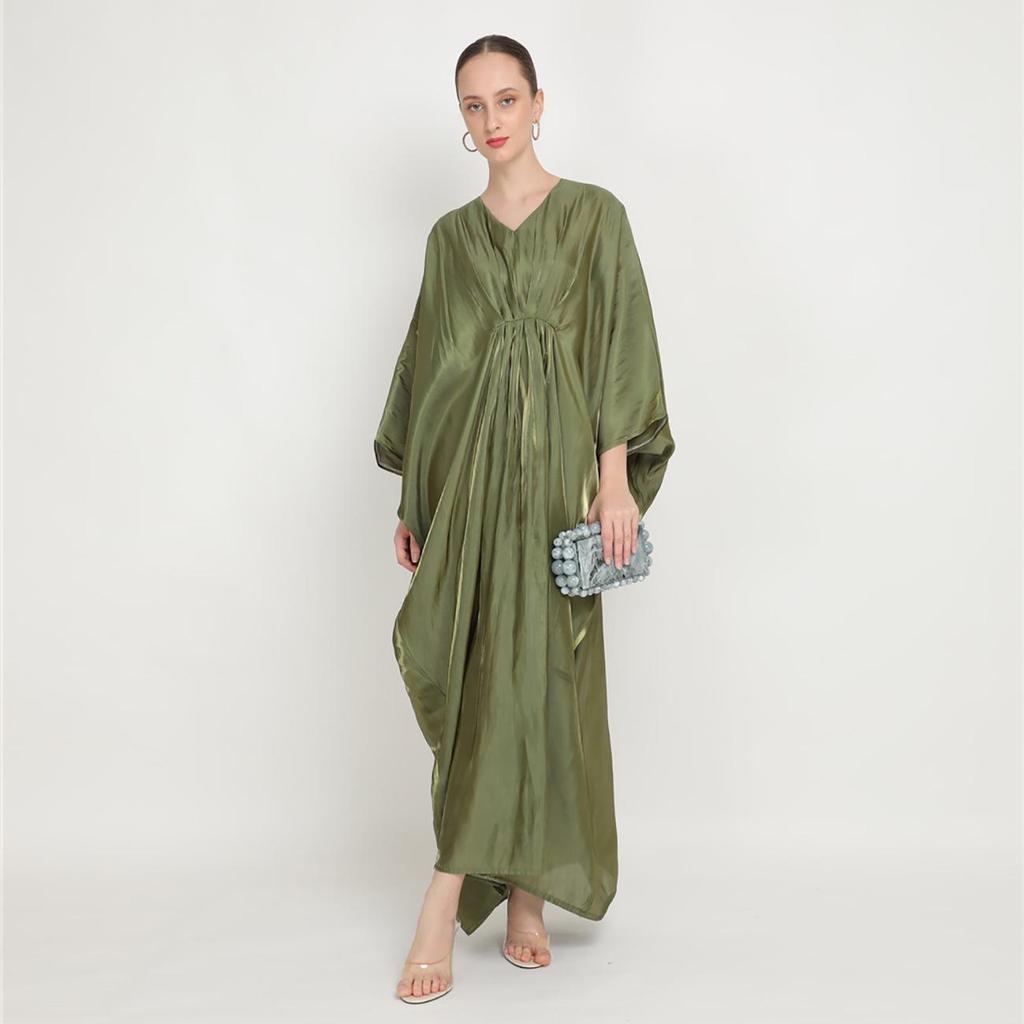 M218#8 Damen Locker Fledermausärmel Langes Kleid - Indonesisch Malaysischer & Nahöstlicher Stil
