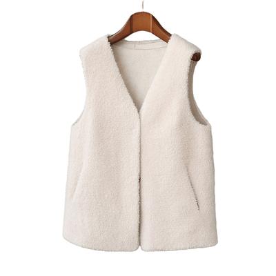 New Fur Full Wool Lamb Wool Composite Fur Integrated Granular Fleece Women's Sheep Shearing Fleece Vest Vest Vest