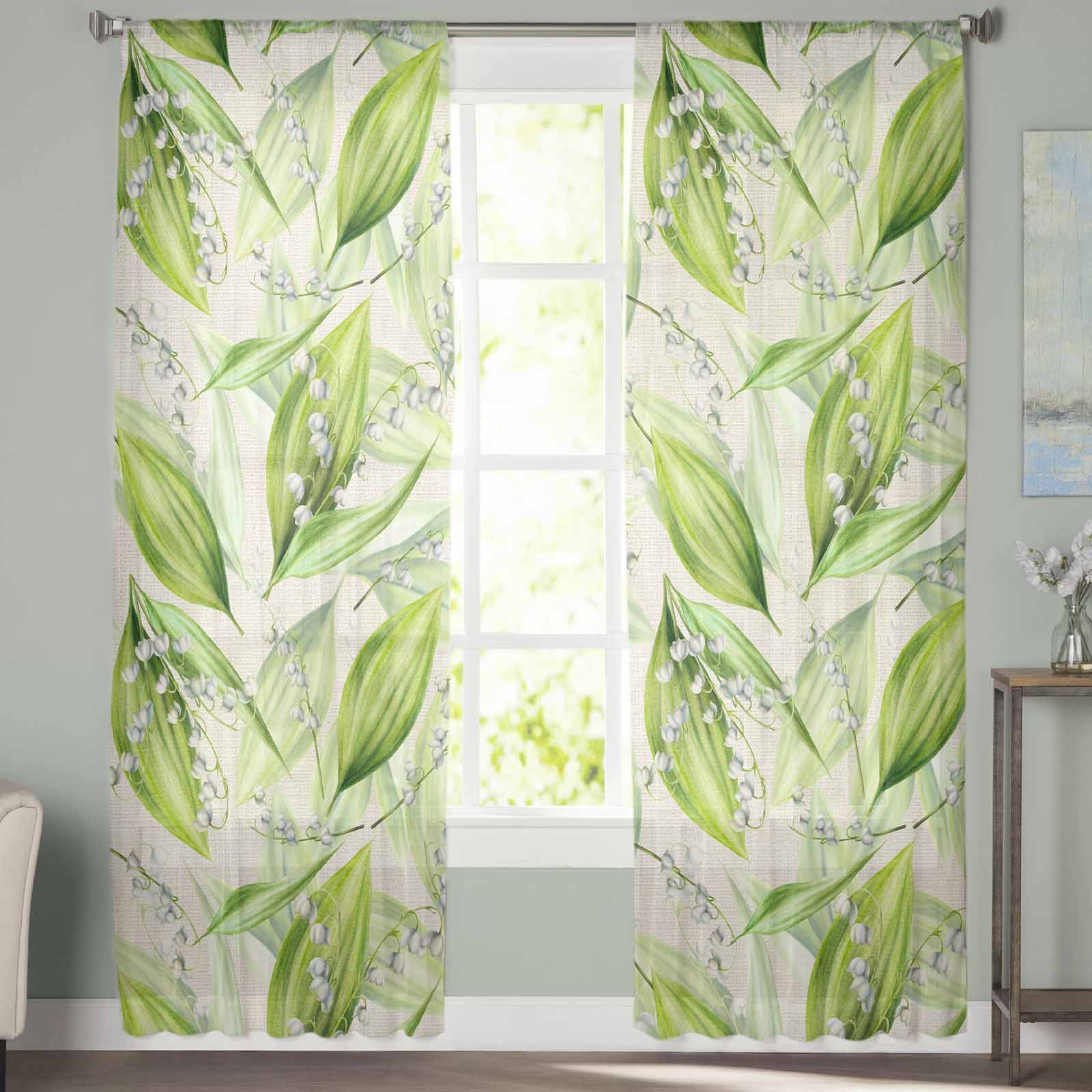 Ландыш Листья Растение Тюль Оконные Шторы Для Спальни Роскошный Домашний Декор Шторы — фото 3