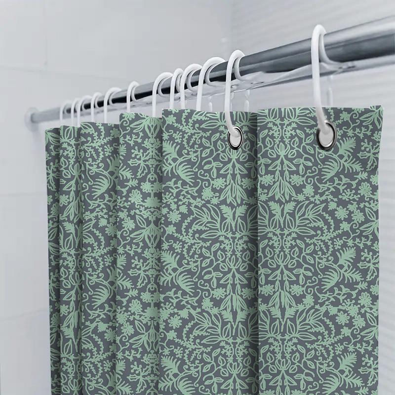 Nature Scene Shower Curtain Dark Green Forest Print With Deer Trees Waterproof Fabric For Bathroom Decor 72 X 78 Inches