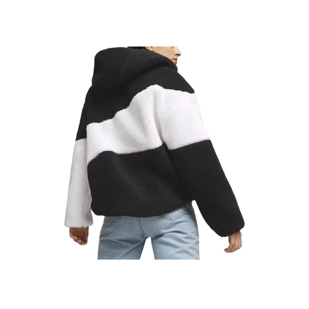 Puma Big Cat Fashion Giacca in Pile con Cappuccio Morbida e Confortevole Giubbotti da Donna Nero Bianco 678349-01