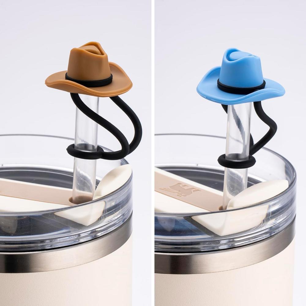 Silicone Cowboy Hat Straw Covers Caps Compatible With Stanleys Cup 30 40 Oz Tumbler Cute Protector Cap Mug Straw Tip Decorations