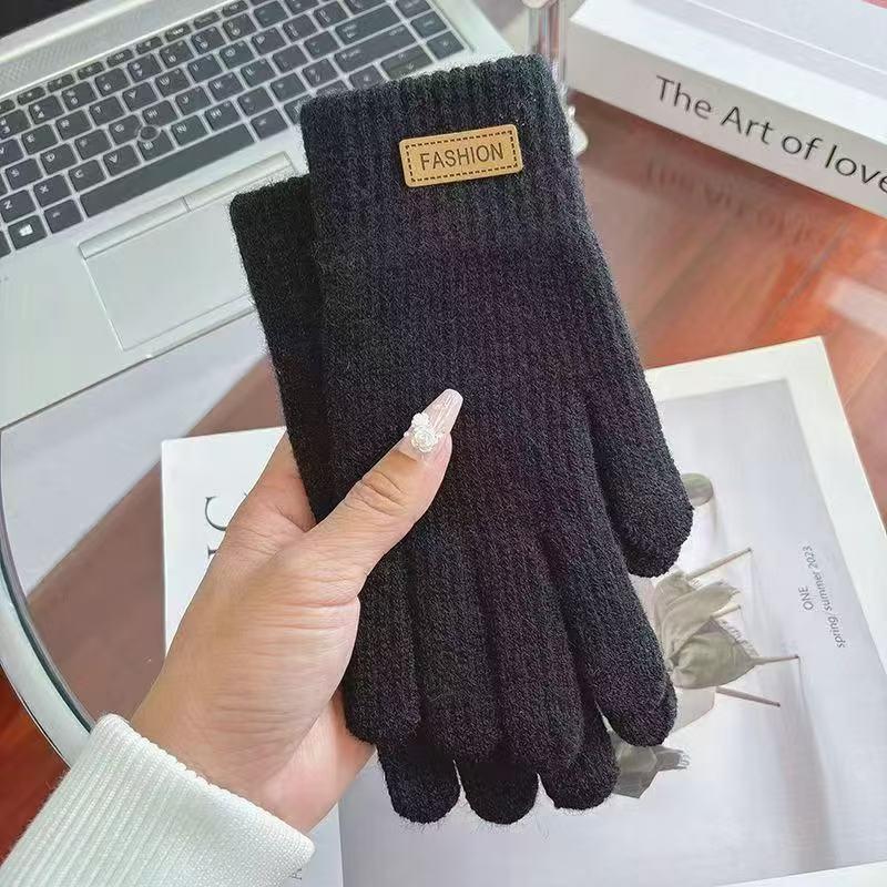 Touchable Screen Finger Gloves Winter Warm Fleece-lined Gloves Unisex Cycling Gloves