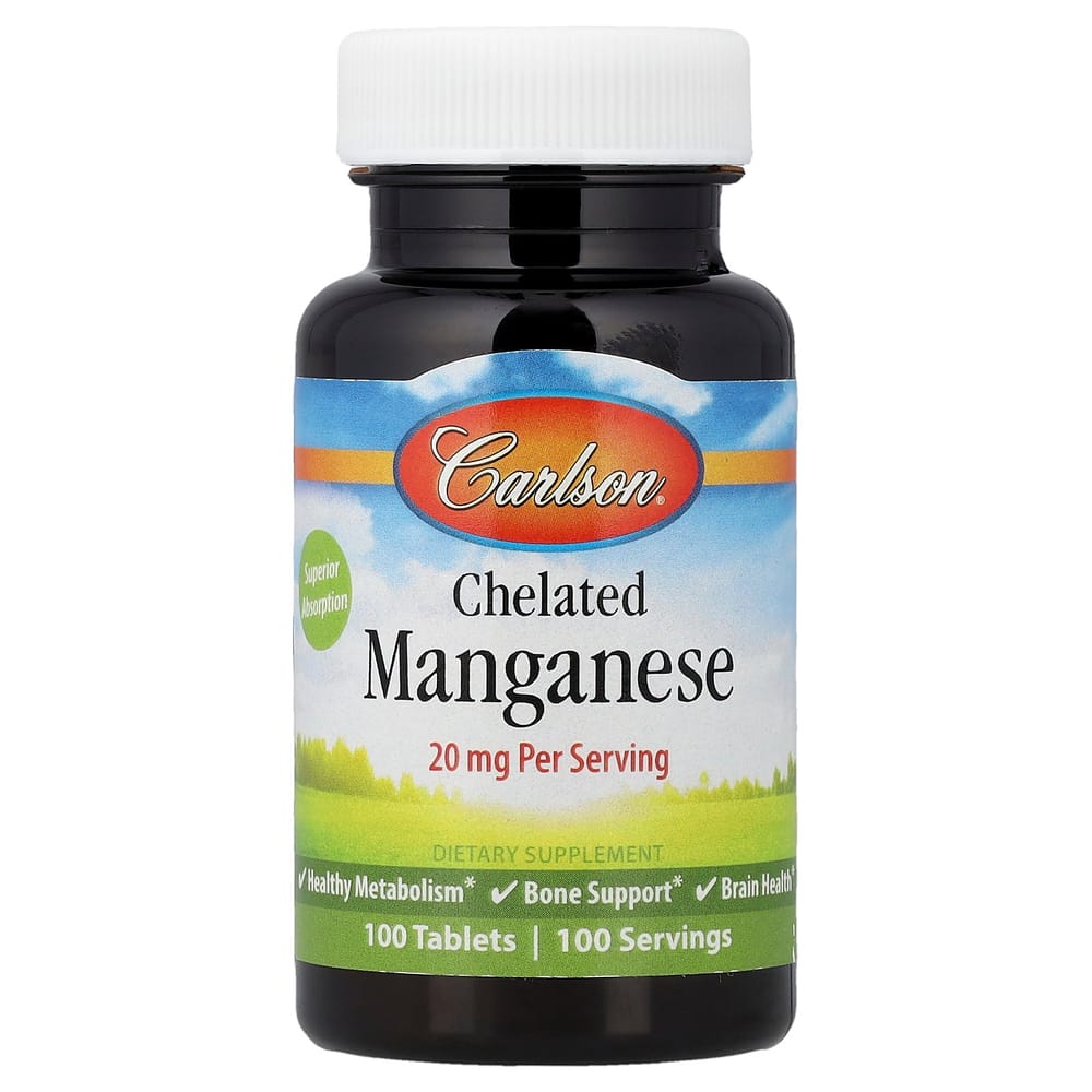 Carlson Labs Chelated Manganese 20mg 100 Tablets