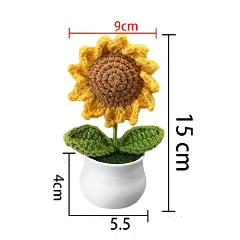 Knitted Wool Sunflower Potted Plants Simulation Flowers Study Desktop Ornaments Graduation Season Gift Artificial Flowers