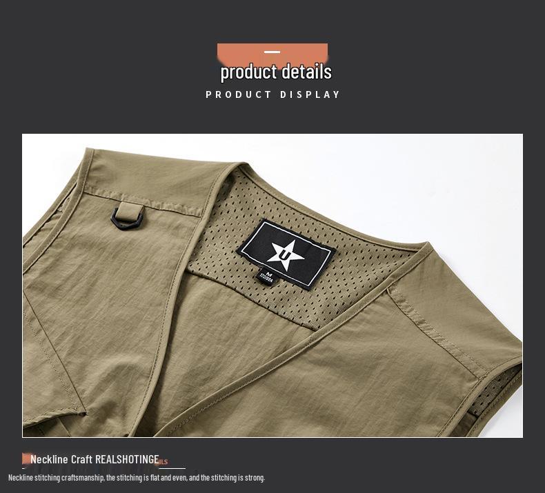 Quick-Dry Multi-Pocket Outdoor Vest for Photography, Fishing, and Mountaineering