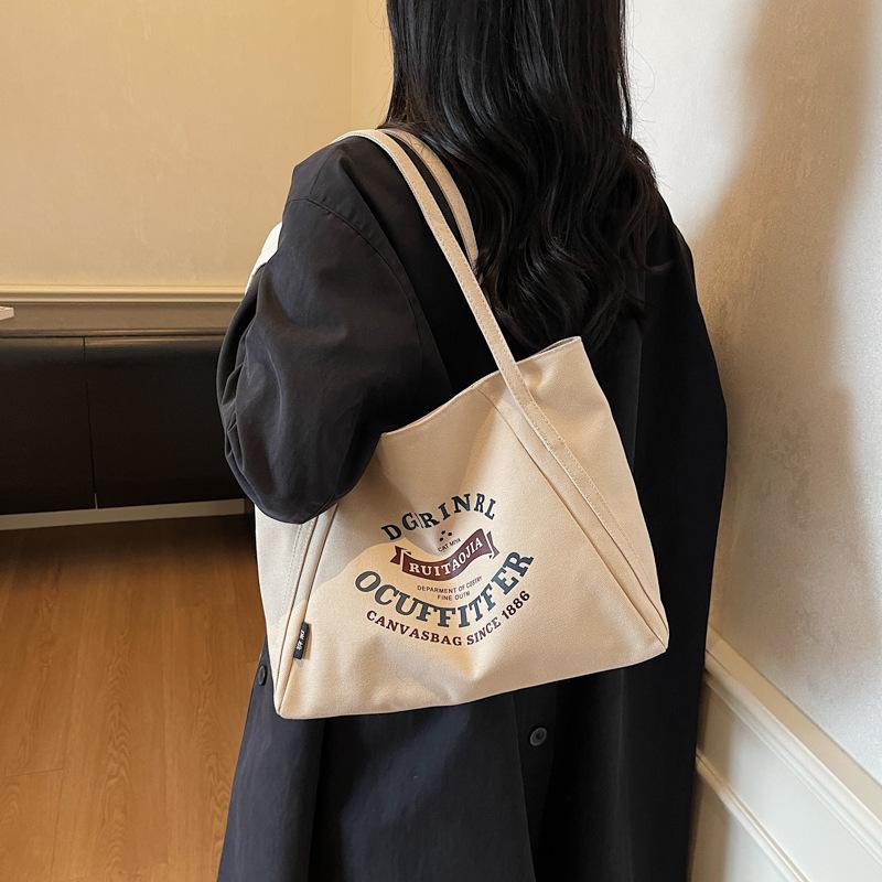 2025 New Autumn Shopping Bag Large Capacity Canvas Bag Casual Portable Shoulder Women's Bag Simple Tote Bag Women's