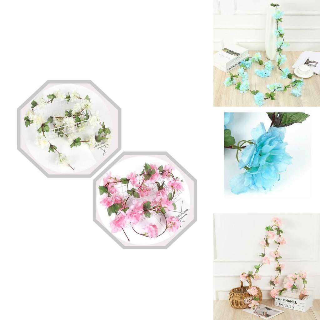 Lifelike Silk Cherry Flowers Garland For Weddings And Home Decoration 2.2m