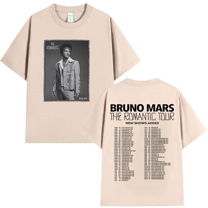 

Bruno Mars The RoUnisextic Tour 2026 Pattern Tshirt Summer Women Unisex Retro Luxury Fashion Hih Hop Gothic Clothing Cotton Tshirt S