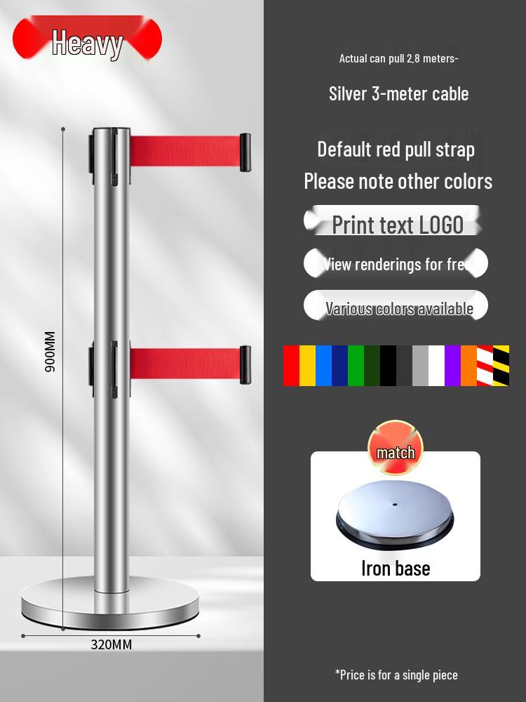 Retractable Queue Barrier Post with Belt