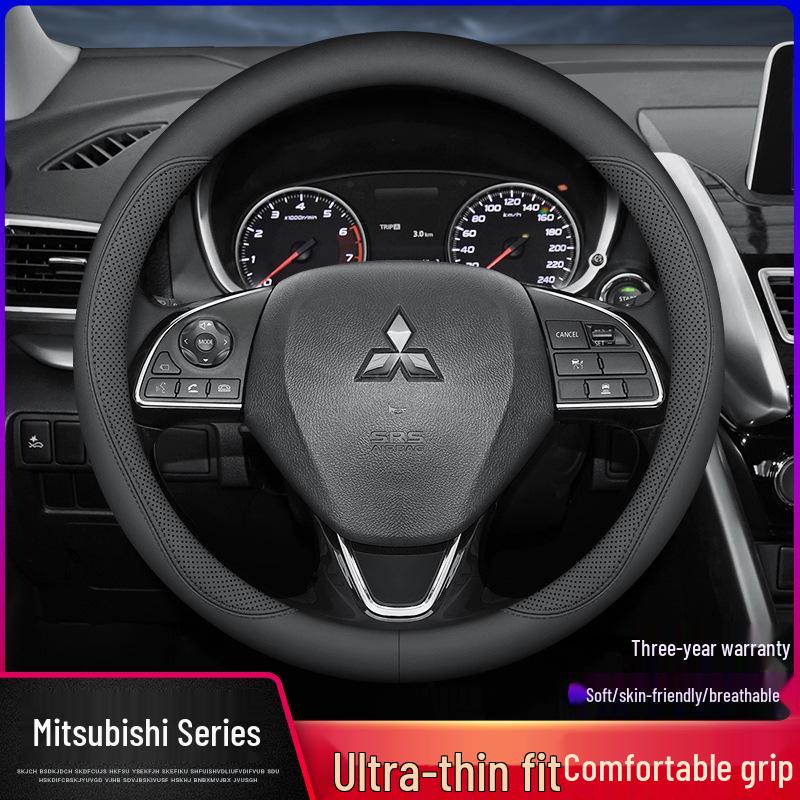 Genuine Leather Steering Wheel Cover for Mitsubishi Outlander, Eclipse Cross, Pajero Sport, ASX, Lancer