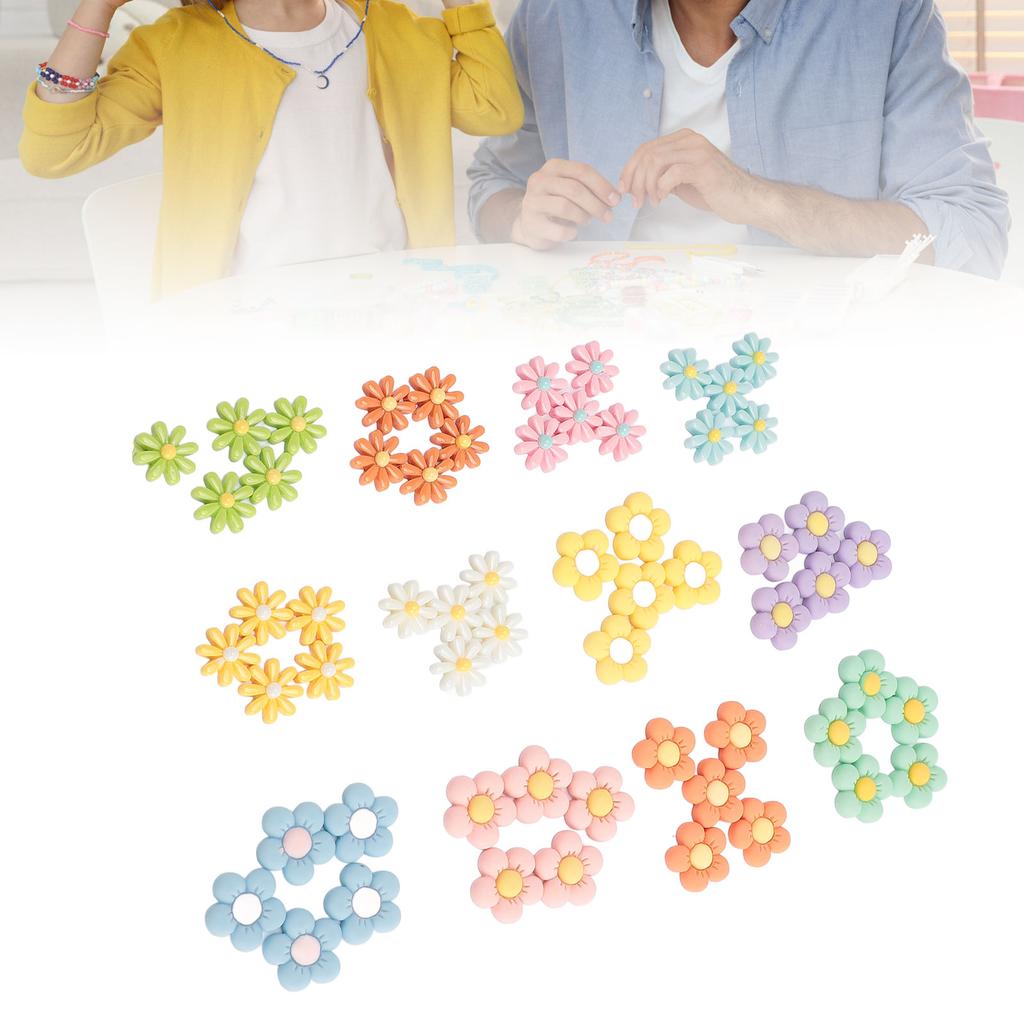 60PCS Set Resin Flower Charm Lightweight Slick Flower Charms Embellishment for Handcraft