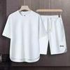 Ice Degree Men's Minimalist Summer Two-Piece Set: Trendy Loose Shorts & Long Pants