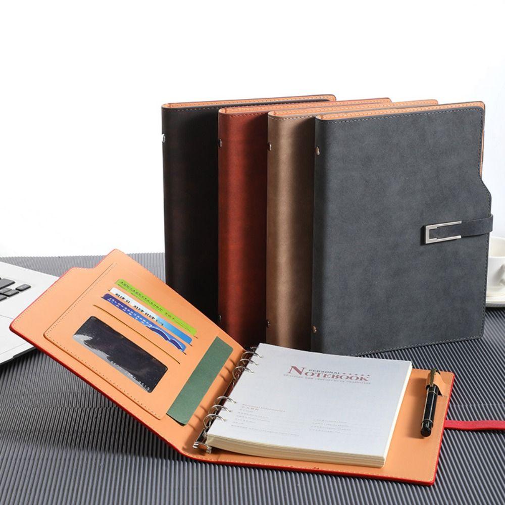 PU Leather A5 Notebook Retro Meeting Minutes Book Fashion Memo Book Girls
