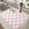 Клетчатый коврик для кофемашины Абсорбирующая диатомовая грязь Сушильная подкладка Легкий в уходе коврик для обеденного стола Нескользящий кухонный барный аксессуар