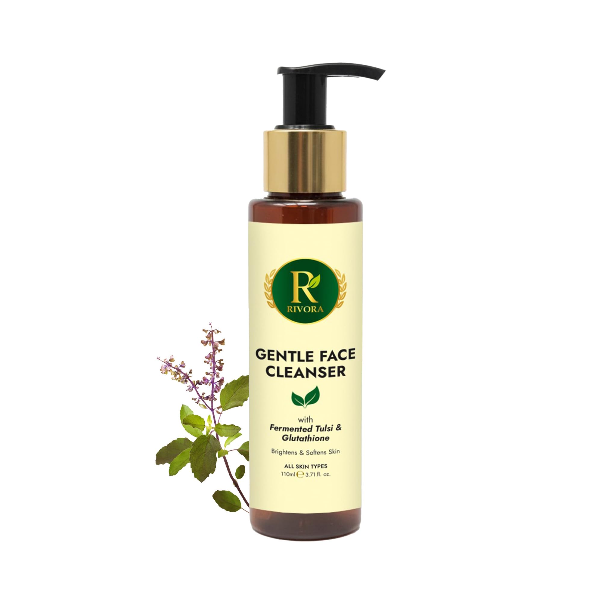 

Rivora Fermented Ayurveda Gentle Face Wash for Dry & Sensitive Skin | 100% Soap-Free, Sulfate-Free Daily Cleanser with Glutathione | Non-Dry