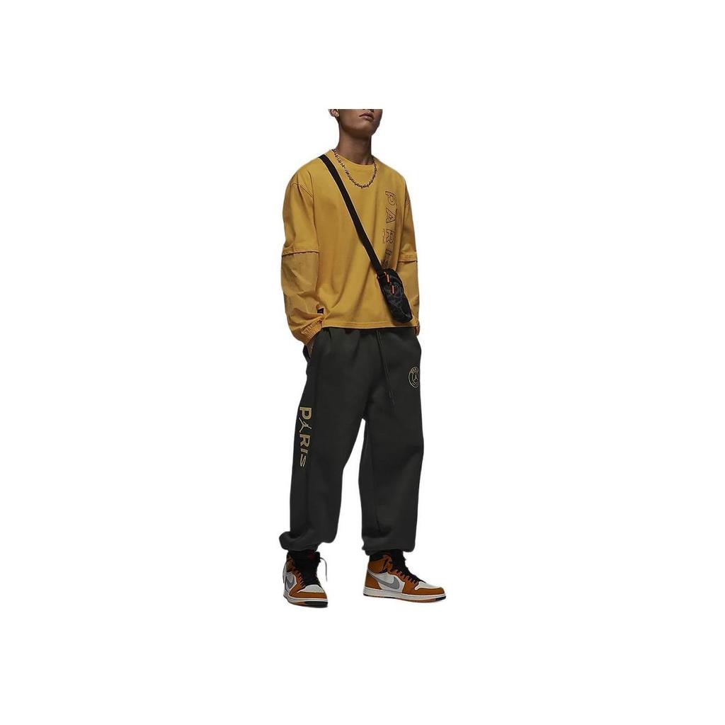 Jordan Повседневные джоггеры X PSG Paris Saint-Germain с алфавитом и шнурком на флисовой подкладке, мужские брюки цвета секвойи, зеленый DZ2950-355