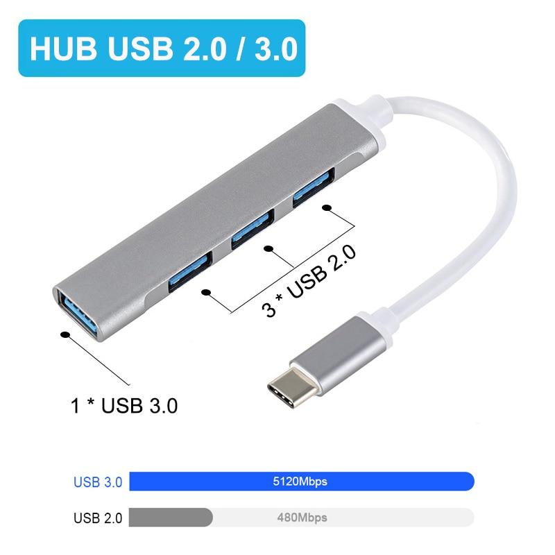 USB C HUB 3.0 Tipo C 3.1 4 Portas Multi Splitter Adaptador OTG Para Lenovo Xiaomi Macbook Pro 13 15 Air Pro PC Acessórios para Computador