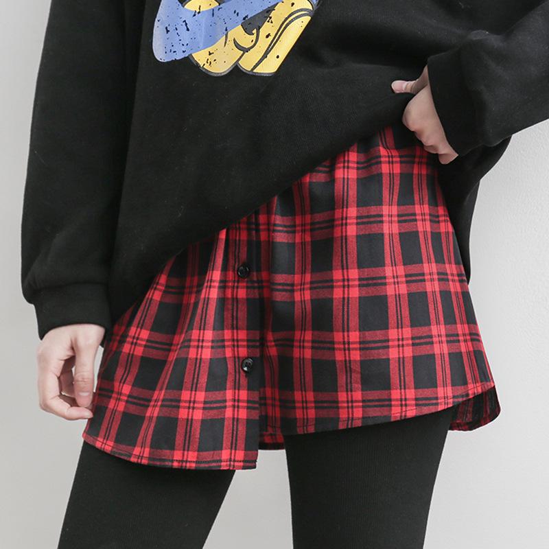 

Базовый свитшот в клетку с многослойным эффектом, имитацией подола и короткой юбкой для весны/осени Medium