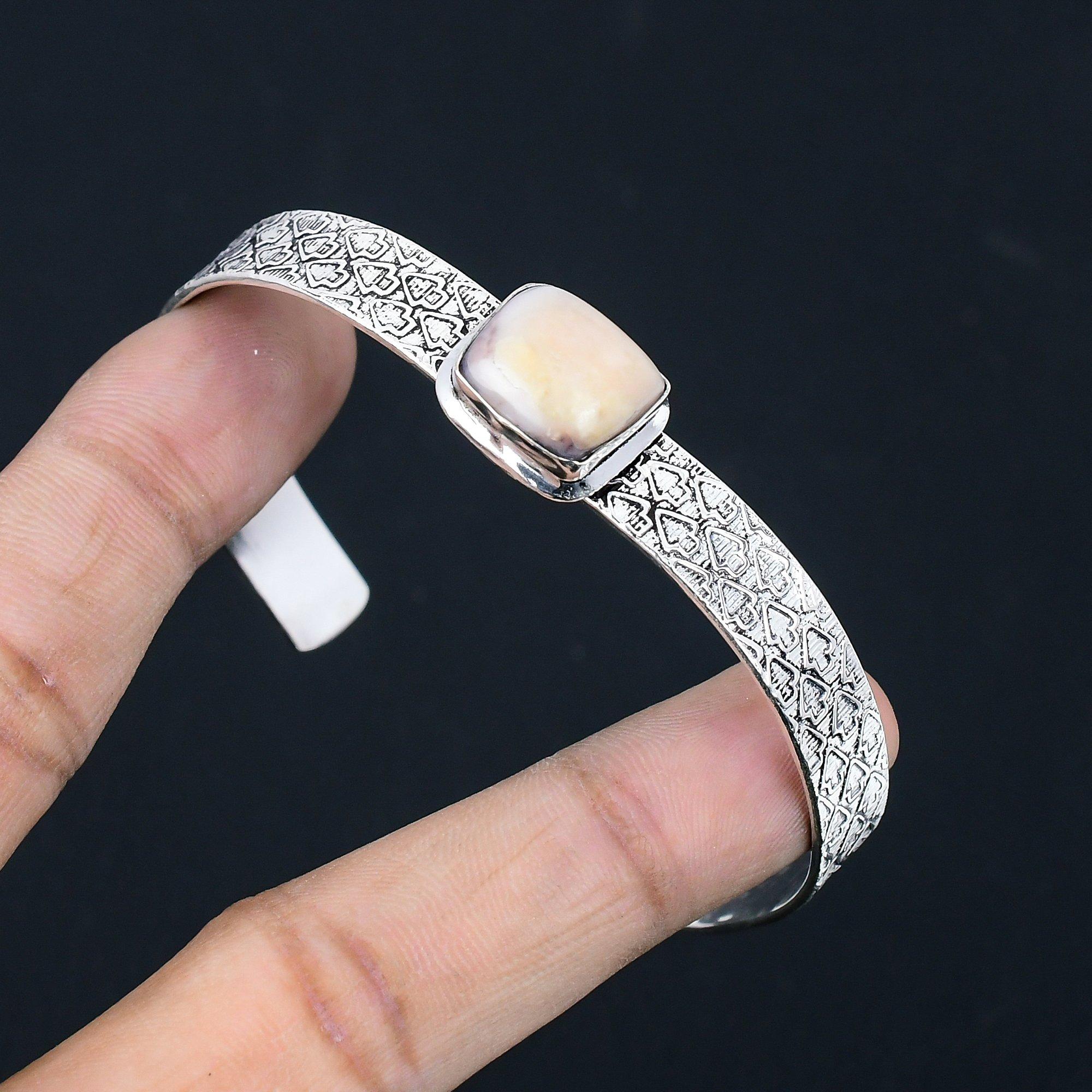 

Halloween Deal 925 Silver Natural Porcelain Jasper Daughter New Bangle Jewelry Adjustable