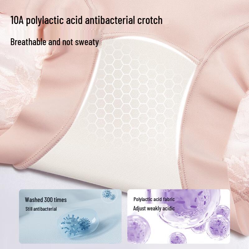 Tingmei Women's High-Waist Lace Tummy Control Briefs