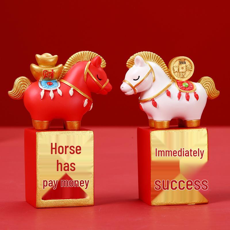 2026 Zodiac Horse Figurine: Get Rich New Year Ornament for Home or Office Display