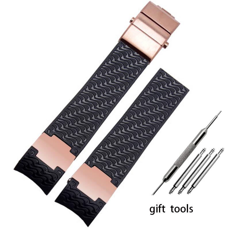 Rubber wristwatch strap silicone wristwatch strap with Ulysse Nardin blue black brown 25 * 12mm  men  tools watchband 22-20mm