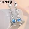 925 Sterling Silver Love Interweave Blue AAA Zircon Earrings for Women's Wedding Gifts Fashion Jewelry
