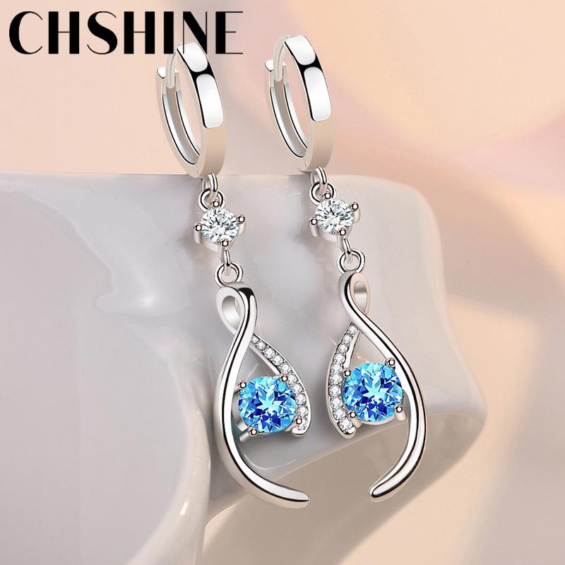 925 Sterling Silver Love Interweave Blue AAA Zircon Earrings for Women's Wedding Gifts Fashion Jewelry