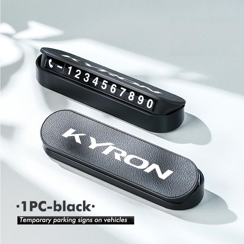 ABS+Leather Car Temporary Parking Plate Signs Phone Number Plate Park Stop For SsangYong Actyon Tivoli Rodius M200 Chairman