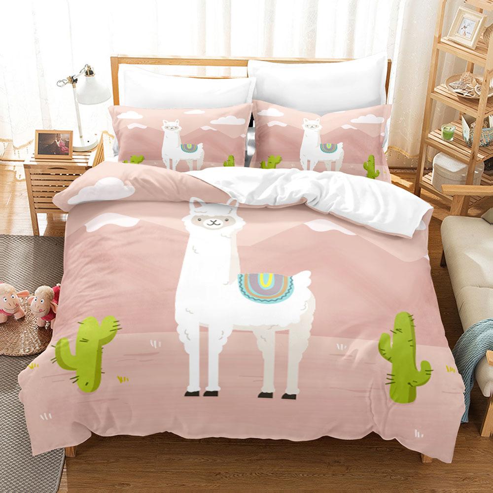 Sada povlaků na přikrývky se zvířaty Kreslený vzor s motivem bílé ovce Kawaii King Queen Twin Plná velikost pro děti Teens Polyester Sada povlečení