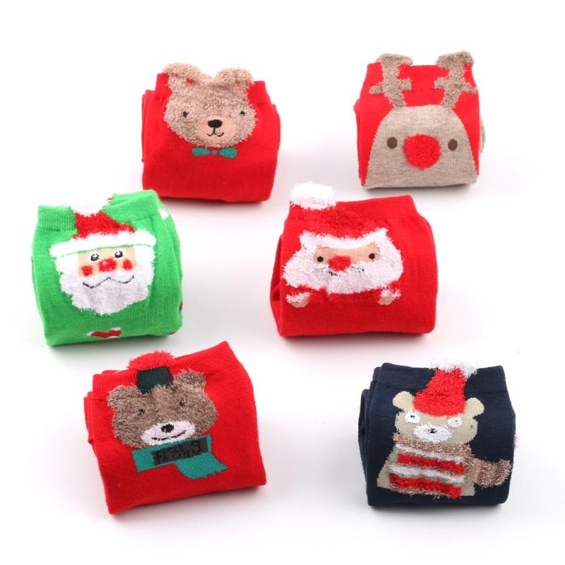 Women' Mid-Tube Warm Socks 3D Santa Claus Elk Print Soft Breathable Christmas Socks