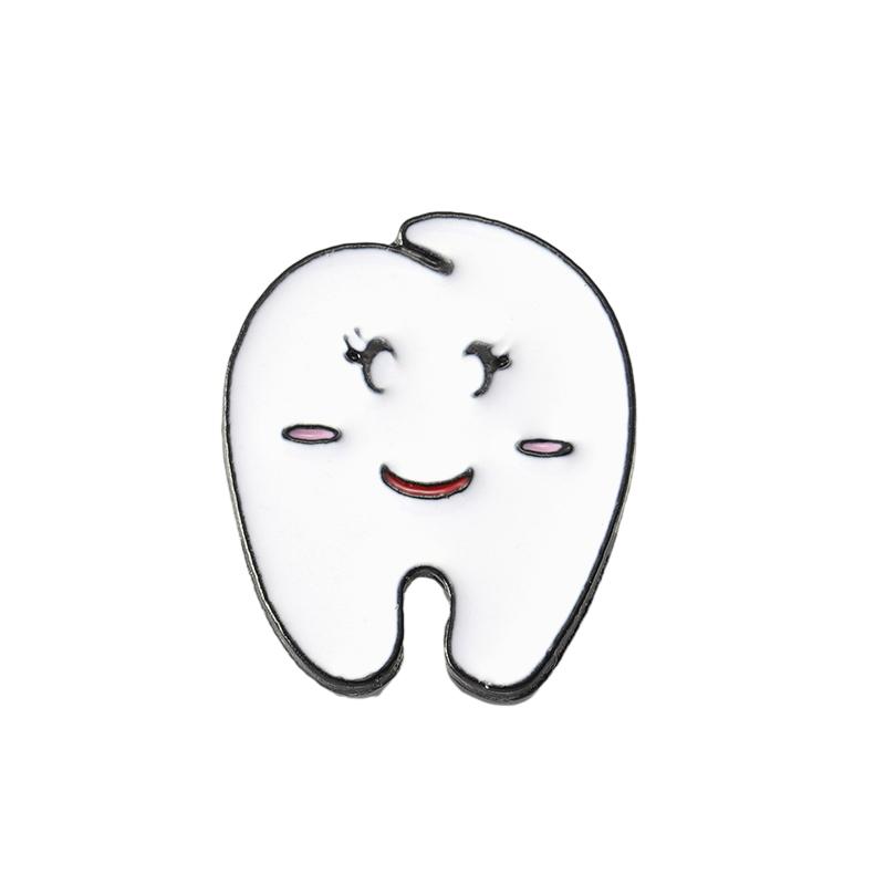 Lovely Tooth Enamel Pin Rabbit Animal Dentist Brooch Badge Metal Accessories Lapel Pin Backpack Hat Gift Doctor Nurse Jewelry