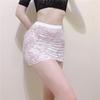 Women See Through Sexy Nightclub Mini Long Wrap Hips Skirt Female Hollow Lace Black Pleated Skirts for Women Summer
